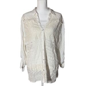 Chico's Adelaide Lace Top Size 3 Ecru Off White NWT Feminine Flare